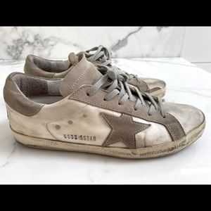 Golden Goose cream & beige distressed sneakers 38